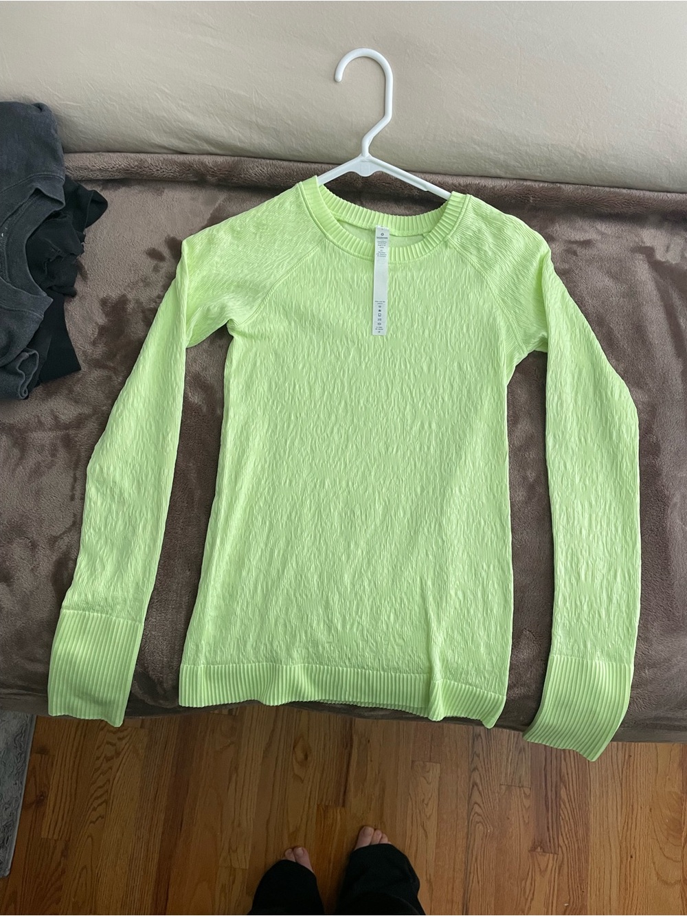 lululemon athletica Neon Green Long-Sleeve Textured Crew